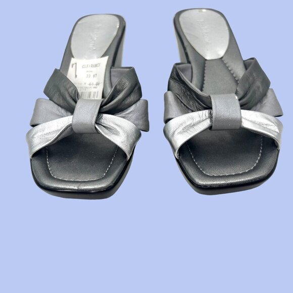 NWT LIZ CLAIBORNE FAYE METALLIC MULTI SILVER WEDGE SANDALS HEELS - 7 - Picture 7 of 11